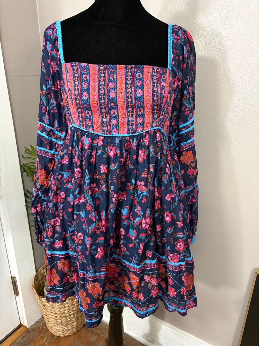Free People Endless Afternoon Mini Dress Midnight Combo Small Boho Floral